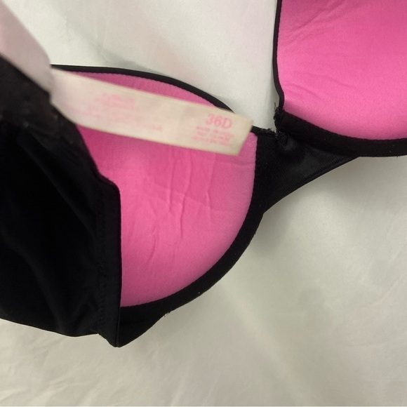 Victoria's Secret PINK Push Up Bra Size 36D Solid Black - Picture 9 of 10